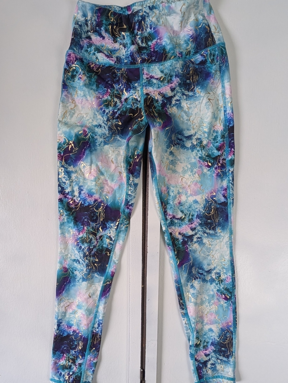 MTA Sport Teal, Blue, Purple & Gold Marble-Print Kids Leggings
